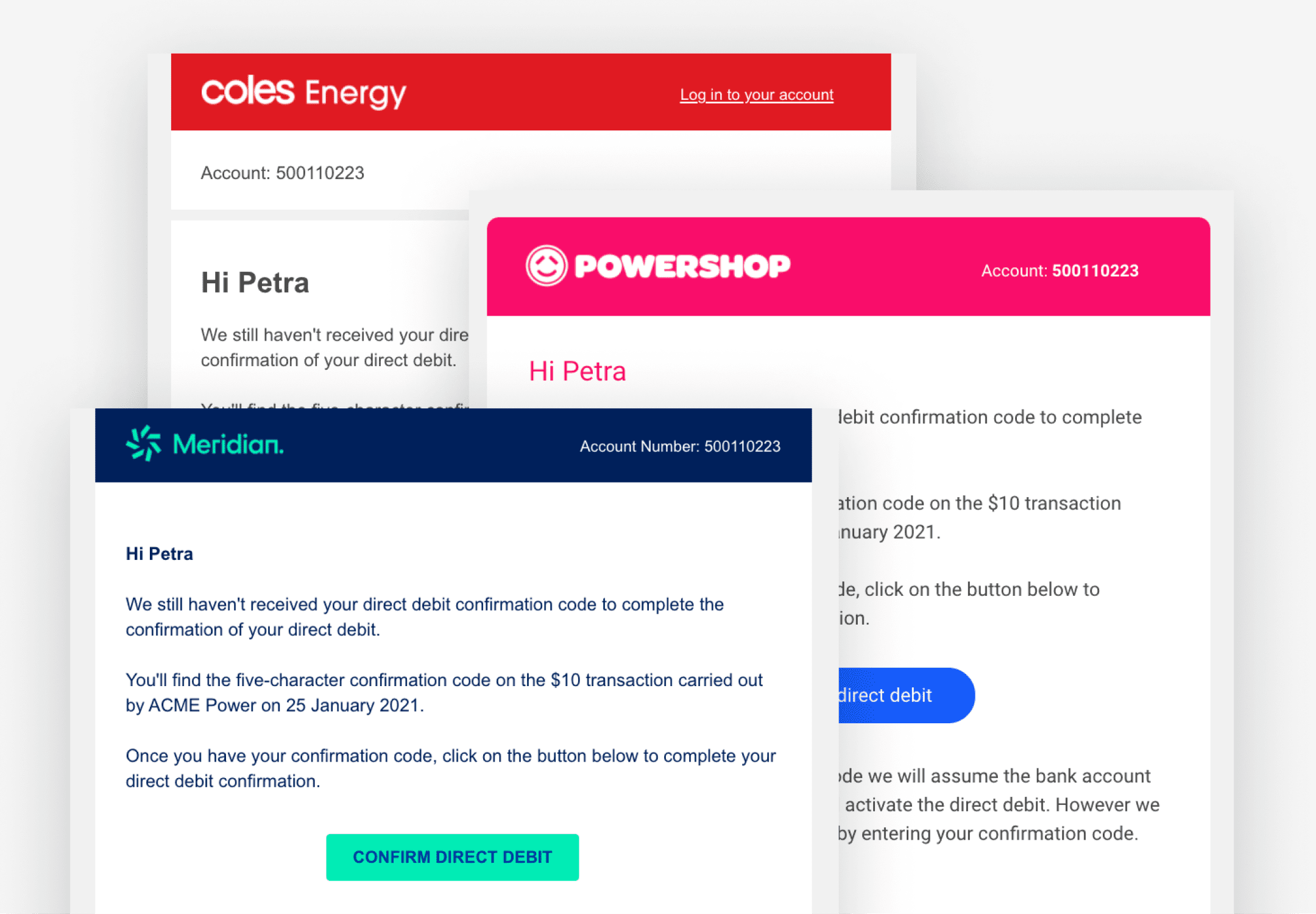 Examples of branded emails