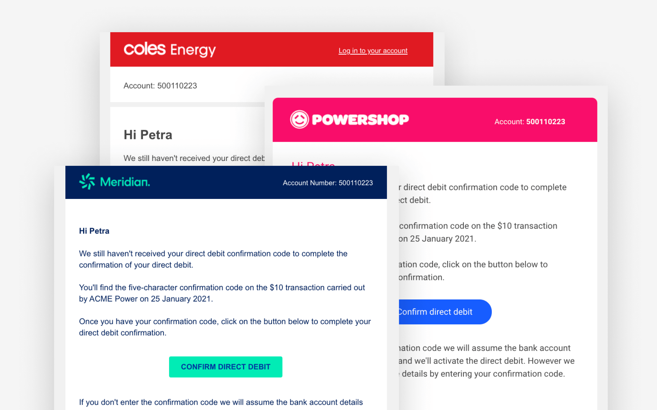 Examples of branded emails